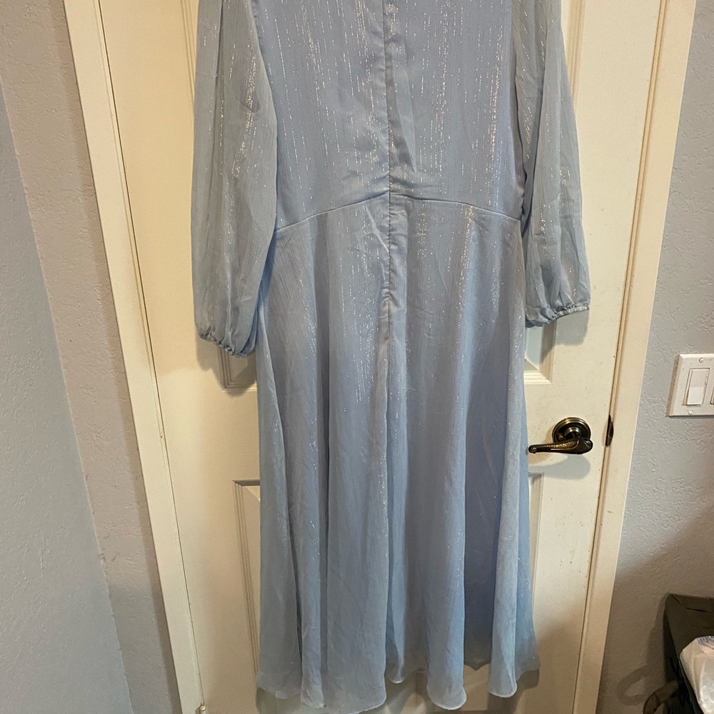 EverPretty Light Blue Sparkle Chiffon Wrap Dress - Picture 4 of 5